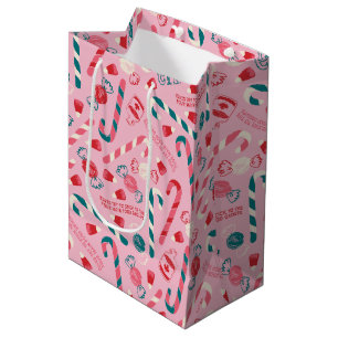 Sacola Para Presentes Média Elf Holiday Candy Pattern