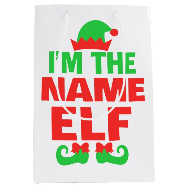 Sacola Para Presentes Média Elfo de Natal Personalizado (Frente)