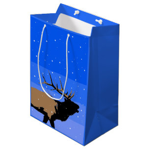 Sacola Para Presentes Média Elk Bugling no inverno - Arte original sobre a vid