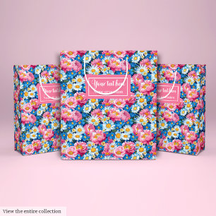 Sacola Para Presentes Média Embalagem de bolsa de presente floral magenta rosa