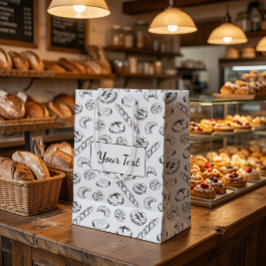 Sacola Para Presentes Média Embalagem de Ilustração de Pastelaria Personalizad
