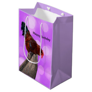 Sacola Para Presentes Média Empoleirado em Majestade: Rooster Sobre o Brilho R
