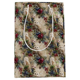 Sacola Para Presentes Média Enchanting Floral Owl