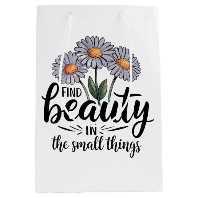 Sacola Para Presentes Média Encontre beleza nas pequenas coisas (Frente)