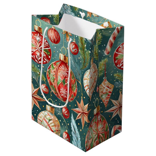 Sacola Para Presentes Média Enfeites de Natal  (Frente inclinada)