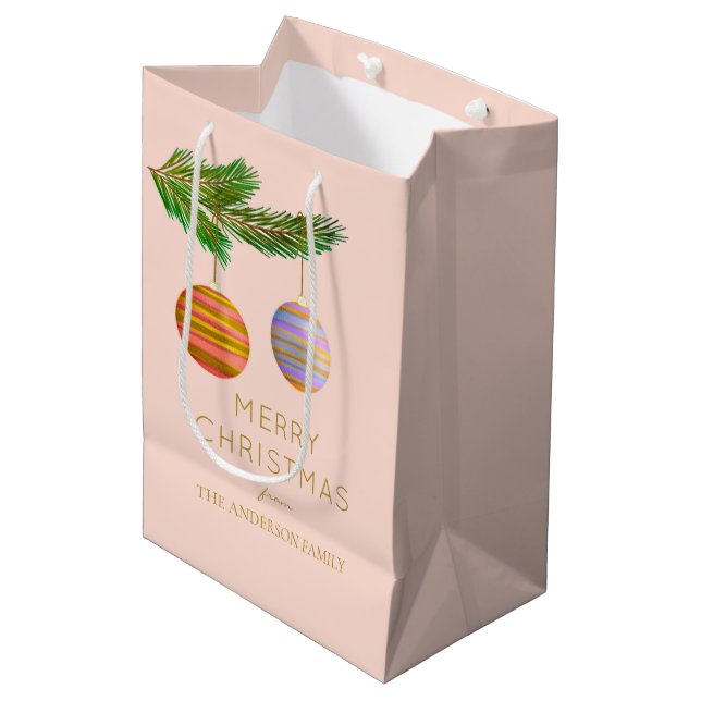 Sacola Para Presentes Média Enfeites de natal Festivos Personalizados (Frente inclinada)