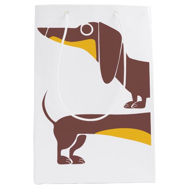 Sacola Para Presentes Média Engraçado e fofo dachshund para os pais de cães lo (Frente)