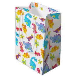 Sacola Para Presentes Média Engraçado, Engraçado, Unisex Dinossauro Branco Beb