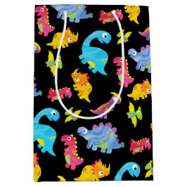 Sacola Para Presentes Média Engraçado, Engraçado, Unisex Negra Dinossauro Negr