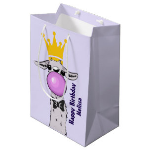 Sacola Para Presentes Média Engraçado Ilustração do Llama soprando uma bolha r
