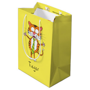 Sacola Para Presentes Média Engraçado Tiger em um Tie Cartoon Kids