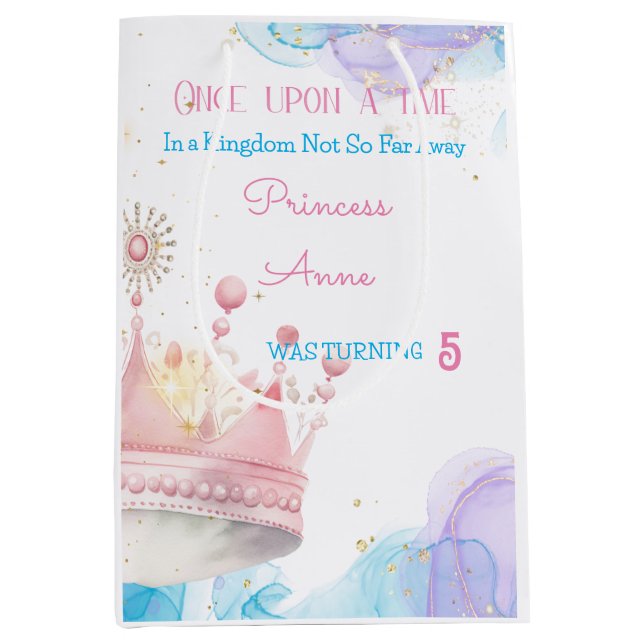 Sacola Para Presentes Média Era uma vez, Princesa Birthday (Frente)