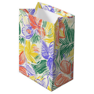 Sacola Para Presentes Média Esboço de Flor Silvestre Vintage (5)
