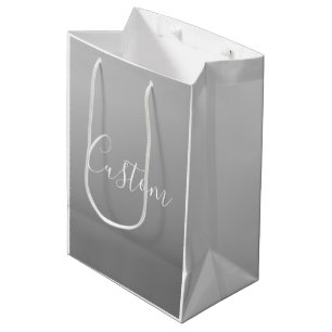 Sacola Para Presentes Média Escrita em Script Branco Moderno e Elegante com Gr
