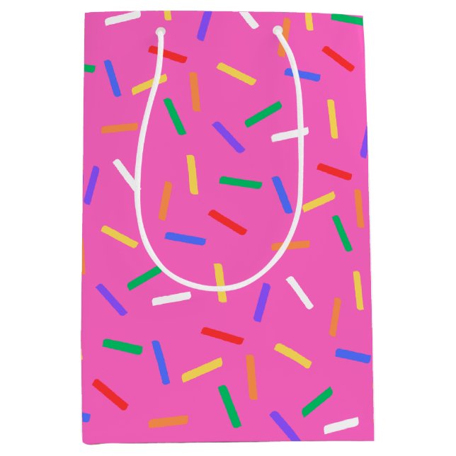 Sacola Para Presentes Média Espelhos Cinturados Rosa Brilhantes Agradeço-Lhe D (Frente)