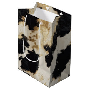 Sacola Para Presentes Média Espinho Dourado branco preto