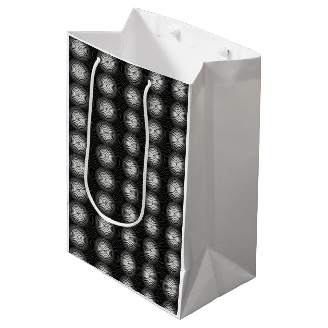 Sacola Para Presentes Média Espiral Preto E Branco (Frente inclinada)