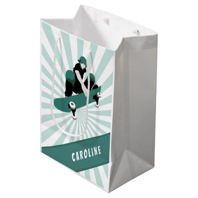 Sacola Para Presentes Média Esportes Legal com nomes de skate de garotas moder (Frente inclinada)