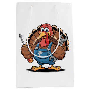 Sacola Para Presentes Média Esquadrão Mecânico Peru de Ação de Graças Gobbler