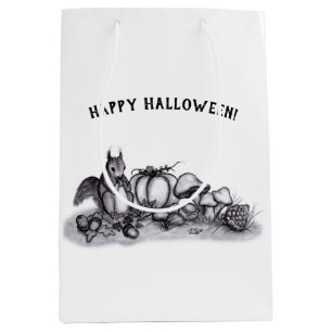 Sacola Para Presentes Média Esquilo no outono, Feliz Halloween!