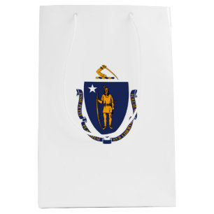 Sacola Para Presentes Média Estado de Massachusetts Flag Design