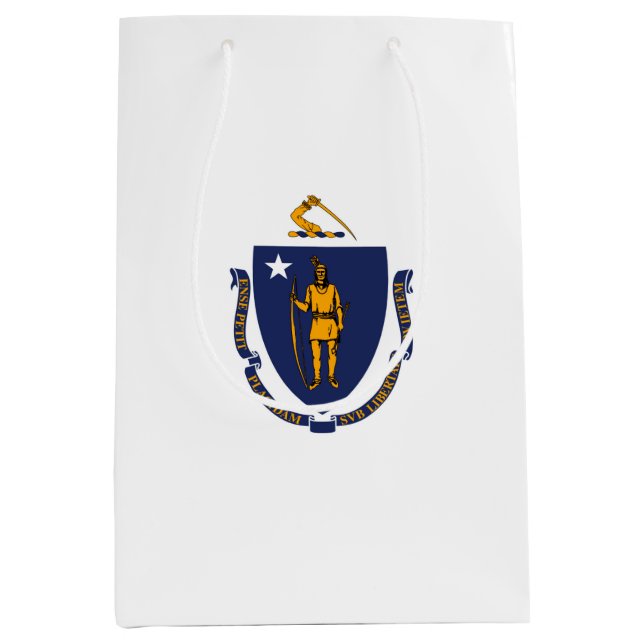 Sacola Para Presentes Média Estado de Massachusetts Flag Design (Frente)