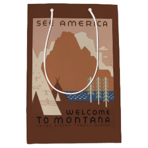 Sacola Para Presentes Média Estado de Montana: Tribos Indígenas, Montanhas, Pr