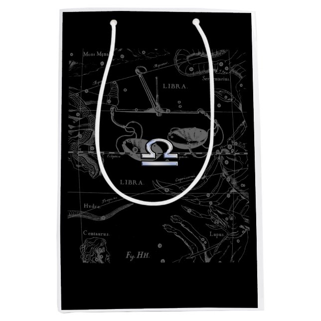 Sacola Para Presentes Média Estilo Cromo Libra Zodiac Sinal em Hevelius (Frente)