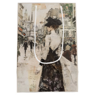 Sacola Para Presentes Média Estilo de Arte Francês Vintage Gift Bag/ Artista A