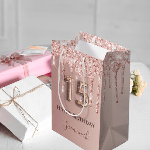 Sacola Para Presentes Média Estilo de balão cor-de-rosa brilhante rosa de Qui