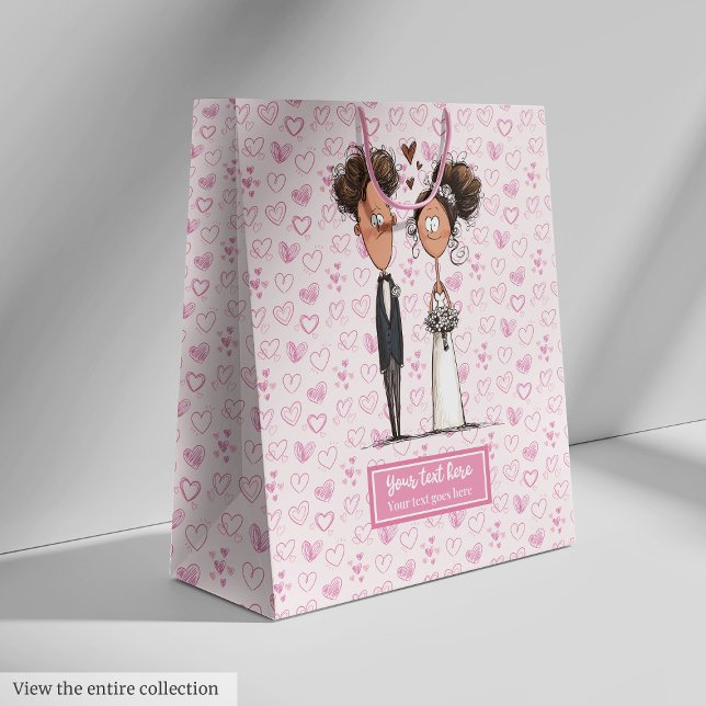 Sacola Para Presentes Média Estilo de Humor de Gift Bag Personalizado (Personalized Quirky Wedding Gift Bag Humor Style)