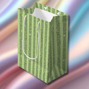 Sacola Para Presentes Média Estilo Minimalista com Brilho de Pistácio Suave