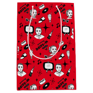 Sacola Para Presentes Média Estilo Nostálgico Retro 1950