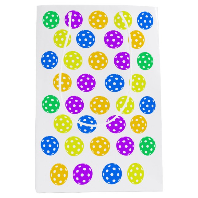 Sacola Para Presentes Média Estilo Retro Neon Blue Themed Pickleball Birday (Frente)