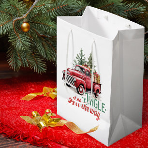 Sacola Para Presentes Média Estilo Vintage Jingle até o Natal
