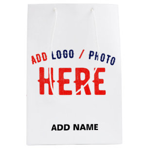 SACOLA PARA PRESENTES MÉDIA ESTILOSO BRANCO PERSONALIZÁVEL MODERNO VERIFICADO