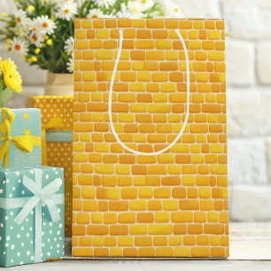 Sacola Para Presentes Média Estrada de tijolo amarela