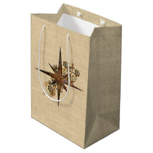Sacola Para Presentes Média Estrela de Compass Russo Steampunk