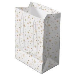 Sacola Para Presentes Média Estrelas desenhadas à mão e flocos de neve