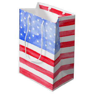 Sacola Para Presentes Média Estrelas e Stripes Bandeira Americana