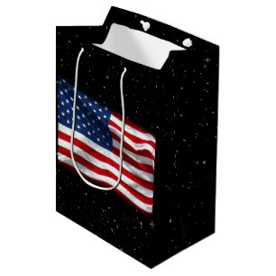 Sacola Para Presentes Média Estrelas e Stripes Bandeira Americana Patriótica