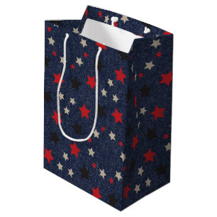 Sacola Para Presentes Média Estrelas em Blue Denim