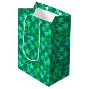 Sacola Para Presentes Média Estrelas Geométricas Modernas, Emerald e Mint Gre