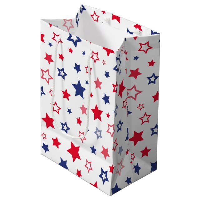 Sacola Para Presentes Média Estrelas Patrióticas Dão Bag (Frente inclinada)