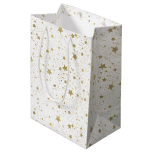 Sacola Para Presentes Média Estrelas Sparkling do ouro