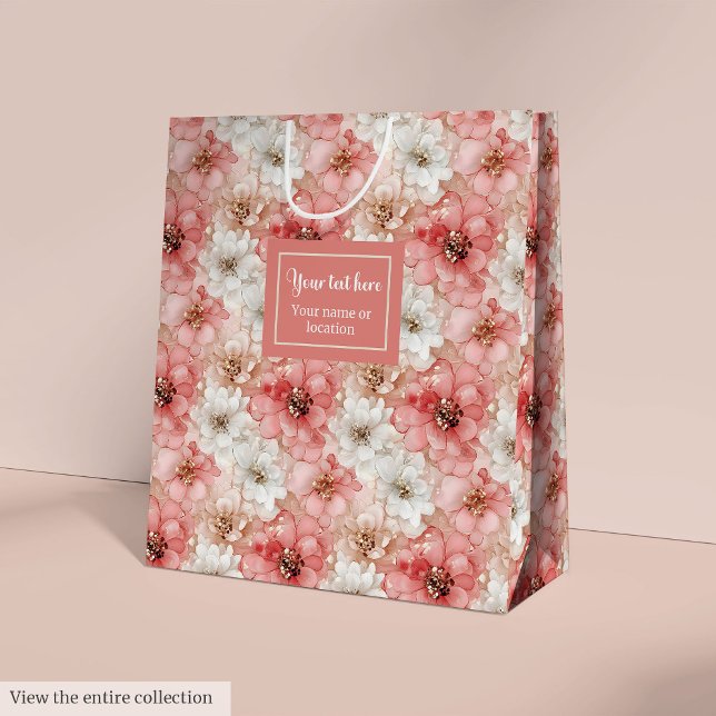 Sacola Para Presentes Média Ethereal blush and gold custom name gift bag (Ethereal blush and gold custom name gift bag)