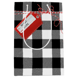 Sacola Para Presentes Média Etiqueta Red Gift Na Xadrez De Buffalo