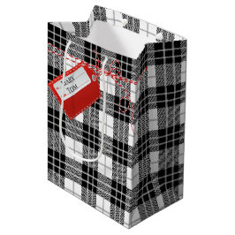 Sacola Para Presentes Média Etiqueta Red Gift Na Xadrez De Tartan Sag Média Gi