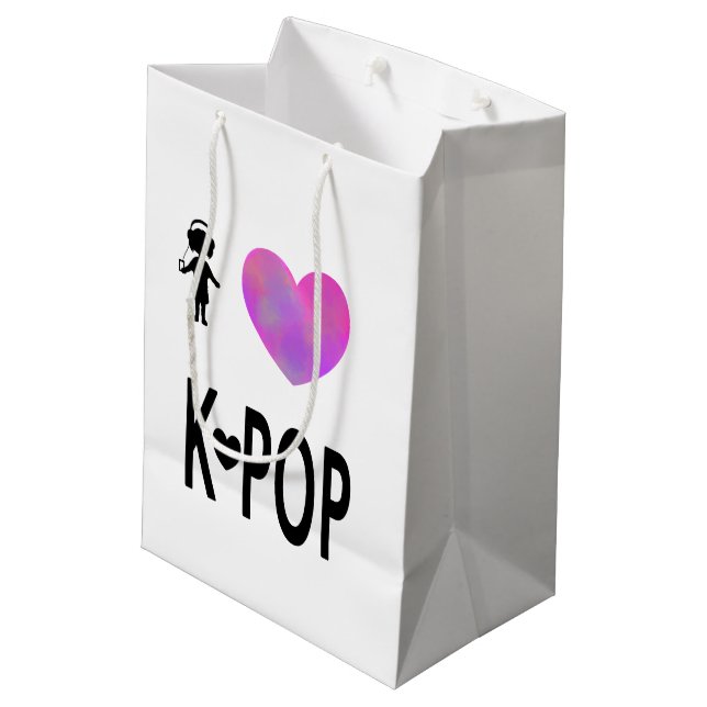 Sacola Para Presentes Média Eu amo o K-pop (Verso inclinado)