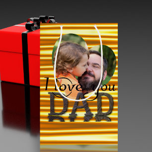 Sacola Para Presentes Média Eu amo você papai foto amarelo brilhante